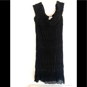 JANETTE PLUS black crinkle sequins midi dress 1X